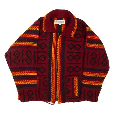 MATICO Womens Jacket Maroon Crazy Pattern M
