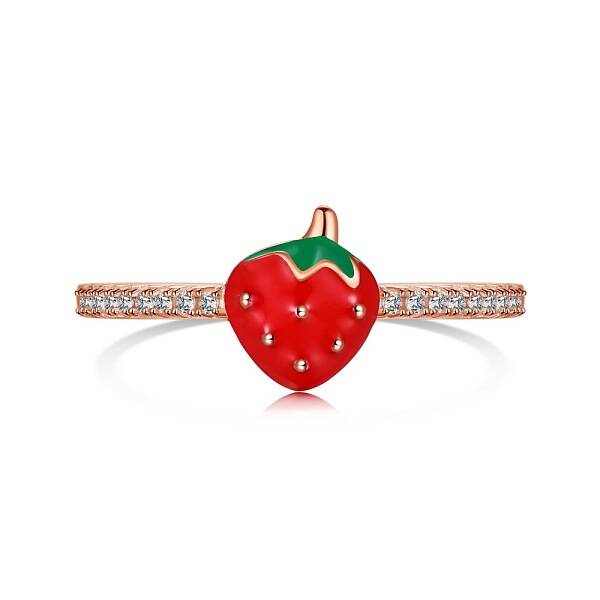 Enamel Strawberry Finger Rings