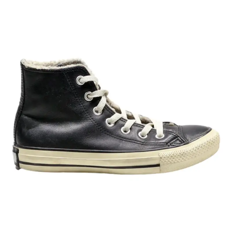 CONVERSE High Top Trainers Black Leather Womens UK 3.5