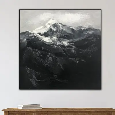 Extra Large Painting Abstract Mountain Painting Original Art Oil Painting on Canvas Black And White Large Artwork Above Bedro...