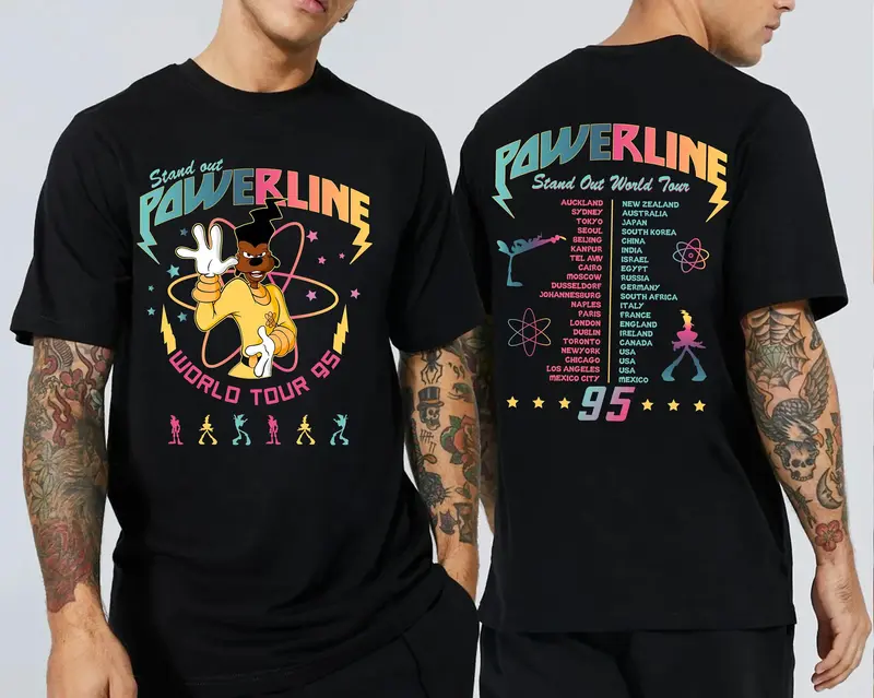 Powerline Retro Stand Out World Tour 95 Shirt Vintage A Movie Shirt WDW Matching Family Shirts Magic Kingdom Top Grey 100% Co...