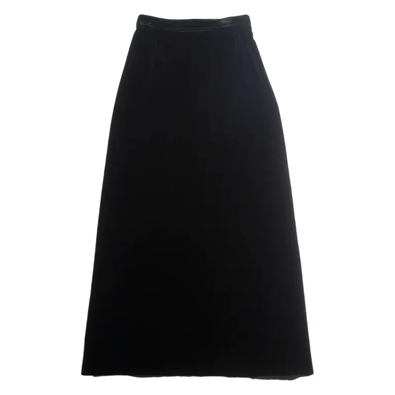 Womens A-Line Skirt Black Long Velvet M
