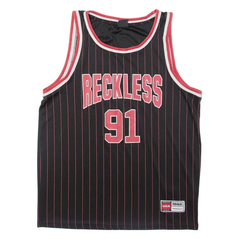 Reckless Basketball Mens Jersey Black Sleeveless USA M