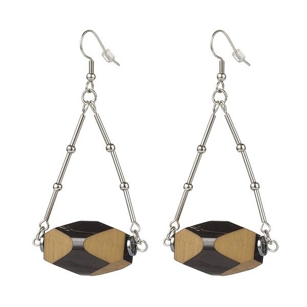 Synthetic Hematite & Acrylic Oval Dangle Earrings