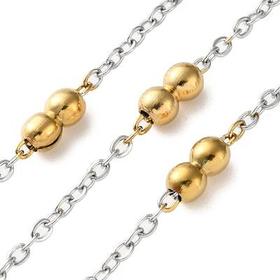 304 Stainless Steel Cable Chains with Beads