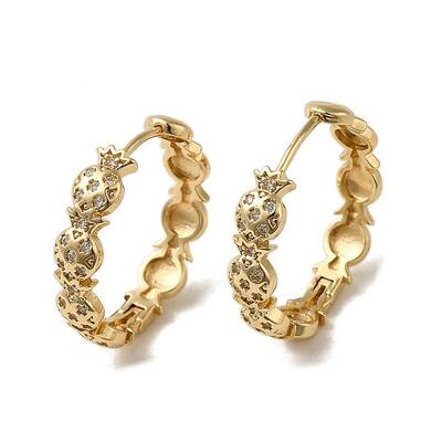 KC Gold Plated Brass Micro Pave Cubic Zirconia Hoop Earring