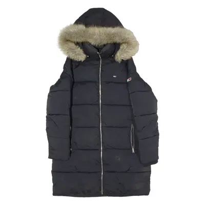 TOMMY HILFIGER Womens Puffer Coat Black Hooded M