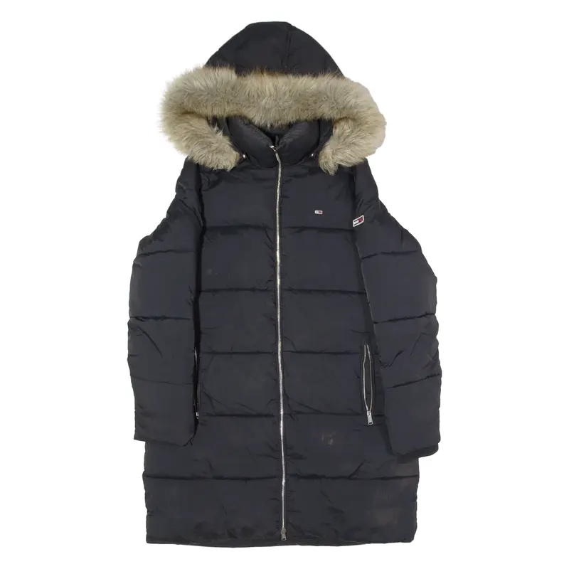 TOMMY HILFIGER Womens Puffer Coat Black Hooded M