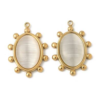 304 Stainless Steel Cat Eye Pendants