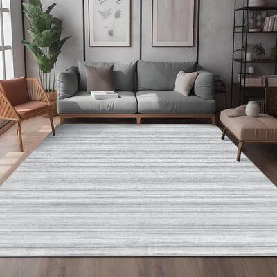 Garvee Area Rugs 5x7 Modern Minimalist Striped Pattern, Stain Resistant Non-Slip, Polyester Fiber with TPR Backing, Low Pile ...
