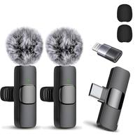 2 Pack Wireless Microphones for iPhone 15 Pro Max, iPad, Android - Noise Reduction, USB-C, Audio Compact Charging Clip, Live ...