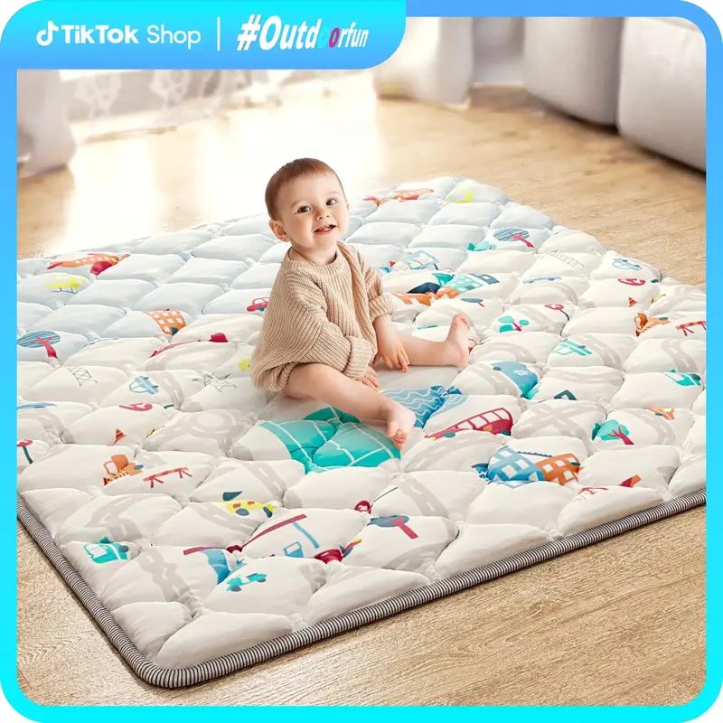 ieBabay Baby Play Mat 50x50 Inches - Thickened Soft Sponge Floor Game Pad for Infants | Non-Toxic Nursery Crawling Mat | Port...