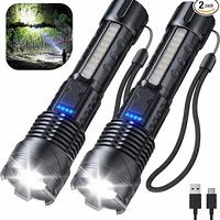 Father's Day Gift,Laser Flashlight High Lumens Rechargeable 1 Pack/2 Pack, Super Bright Led Flashlights with 7 Light Modes, I...