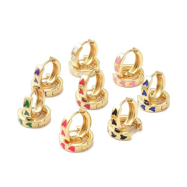 Brass Enamel Hoop Earrings