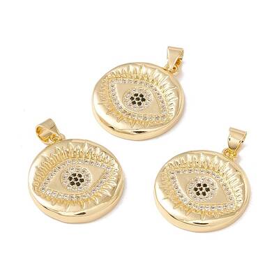 Brass Micro Pave Clear & Black Cubic Zirconia Pendants