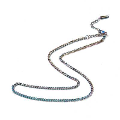 Ion Plating(IP) 304 Stainless Steel Curb Chain Necklace for Men Women