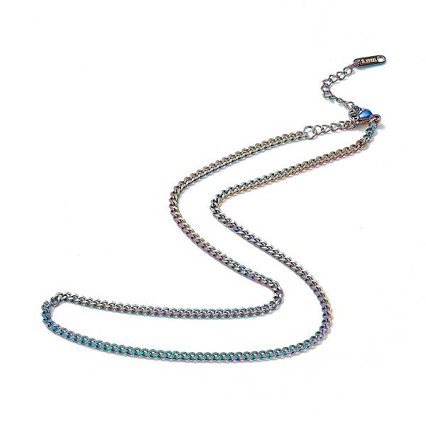 Ion Plating(IP) 304 Stainless Steel Curb Chain Necklace for Men Women
