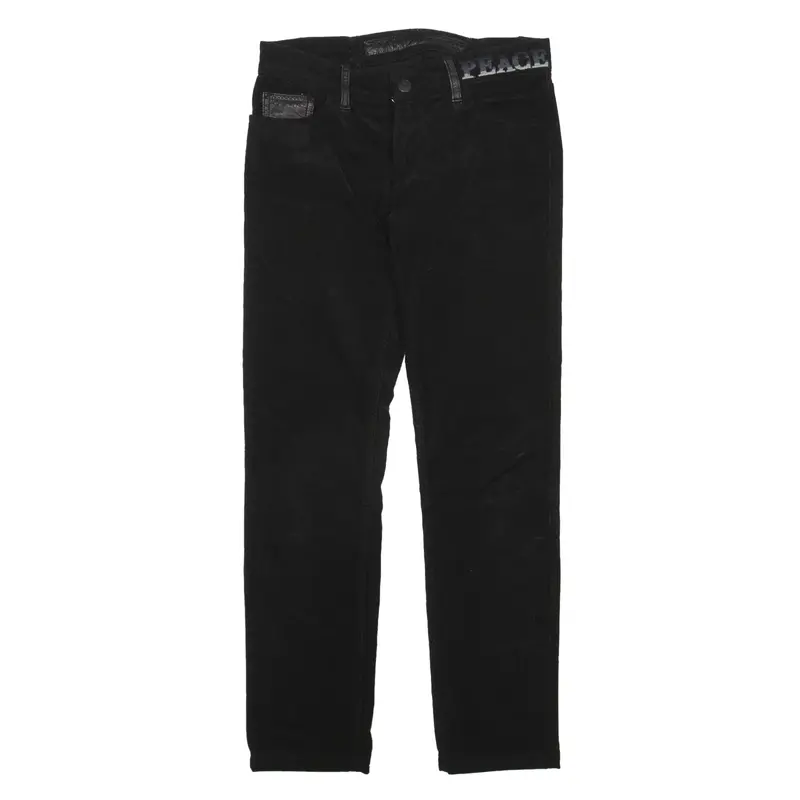 Corduroy Trousers Black Regular Straight Womens W28 L27