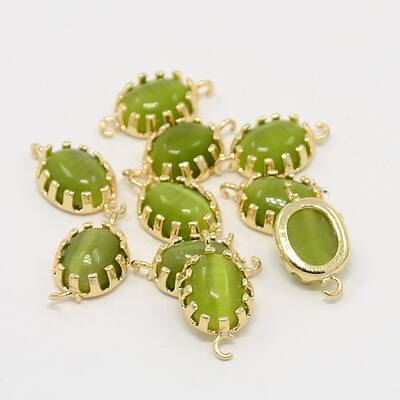 Real 18K Gold Plated Brass Cat Eye Links connectors