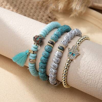 Bohemian Glass Beaded Stretch Bracelet Sets