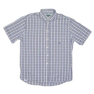 RODRIGO Single Needle Tailoring Shirt Blue Check Short Sleeve Mens L