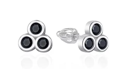 Agato Silver earrings with black zirconia AGT-E032SBK