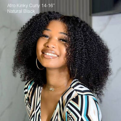 ISEE Afro Curly Wear Go Preplucked Glueless Lace Closure Wig with HD Lace Beginner Friendly