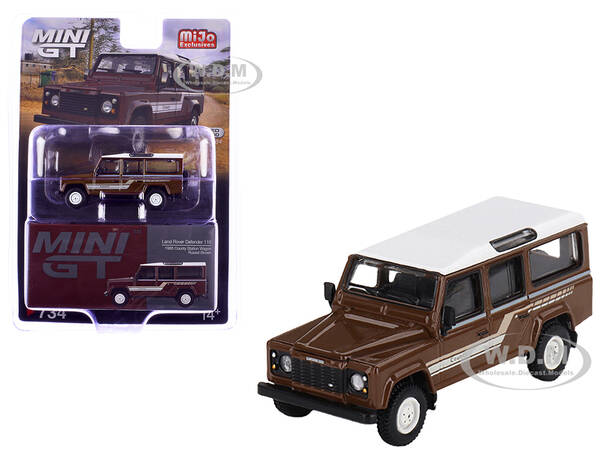 1985 Land Rover Defender 110 County Station Wagon Russet Brown with White Top Limited Edition to 1800 pieces Worldwide 1/64 D...