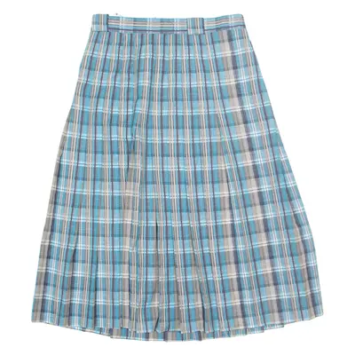 Womens Pleated Skirt Blue Midi Check M