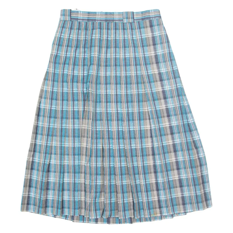 Womens Pleated Skirt Blue Midi Check M