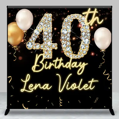 Aperturee Diamond Sparke Balloon Custom 40th Birthday Backdrop - Aperturee