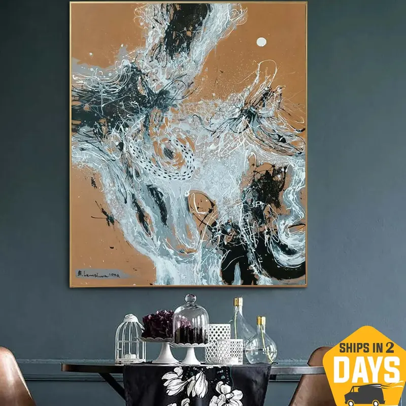 Large Original Abstract Brown Paintings On Canvas Minimalist Art Textured Handmade Painting Black And White Art | INTERPOLATI...