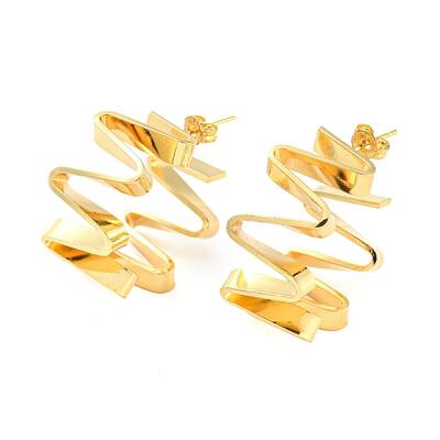 Rack Plating Brass Twist Wave Stud Earrings