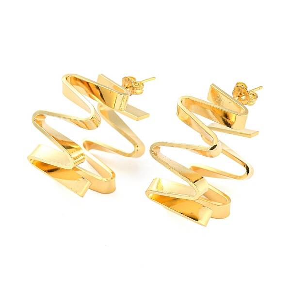 Rack Plating Brass Twist Wave Stud Earrings