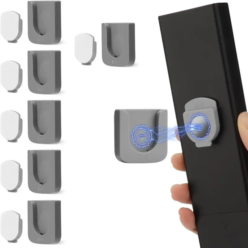 Magnetic Remote Control Holder, 2/4/6 Counts Wall Mounted Sticky Hook, Punch Free TV Remote Control Holder for Fan, Air Con...