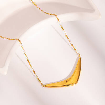 304 Stainless Steel V Shaped Pendant Necklaces for Women