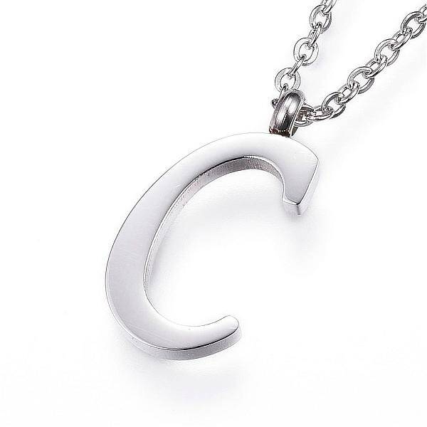 Non-Tarnish 304 Stainless Steel Initial Pendant Necklaces