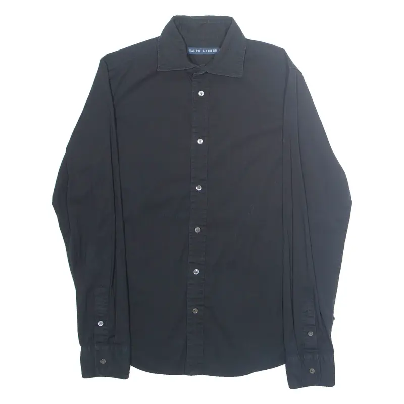 RALPH LAUREN Womens Plain Shirt Black Long Sleeve S