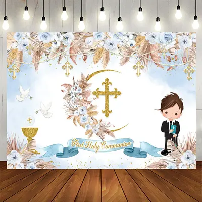 Aperturee First Communion Floral Boho Baby Shower Backdrop