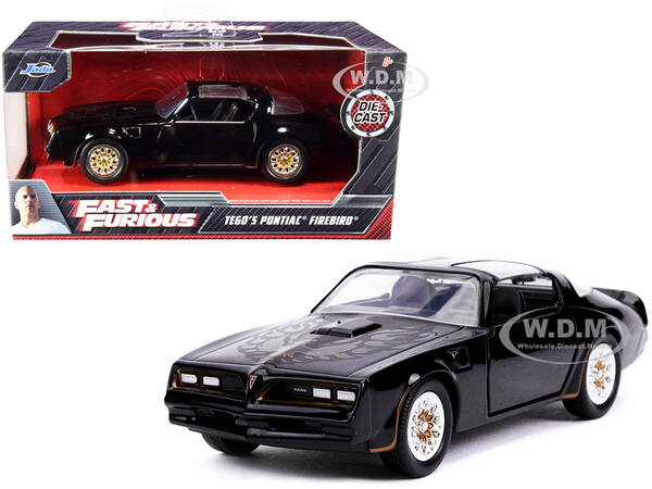 Tegos Pontiac Firebird Black with Gold Stripes and Hood Bird \