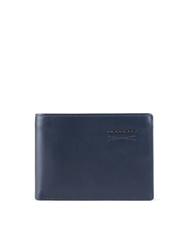 Piquadro, leather wallet, coin purse, blue, for men