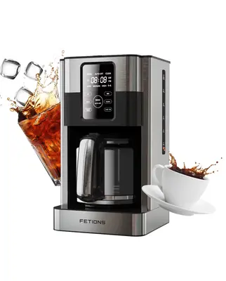 12-Cup Stainless Steel Coffee Maker for Home Office, Programmable Timer, LED Screen, Glass Carafe, Auto Shut-Off, Anti-Drip S...