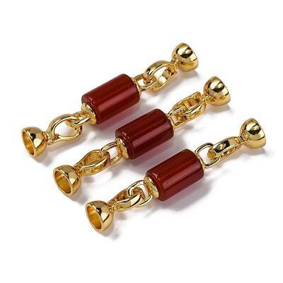 Rack Plating Brass and carnelian Flod Over Clasps