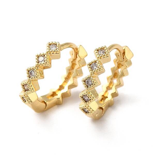 Clear Cubic Zirconia Rhombus Hoop Earrings