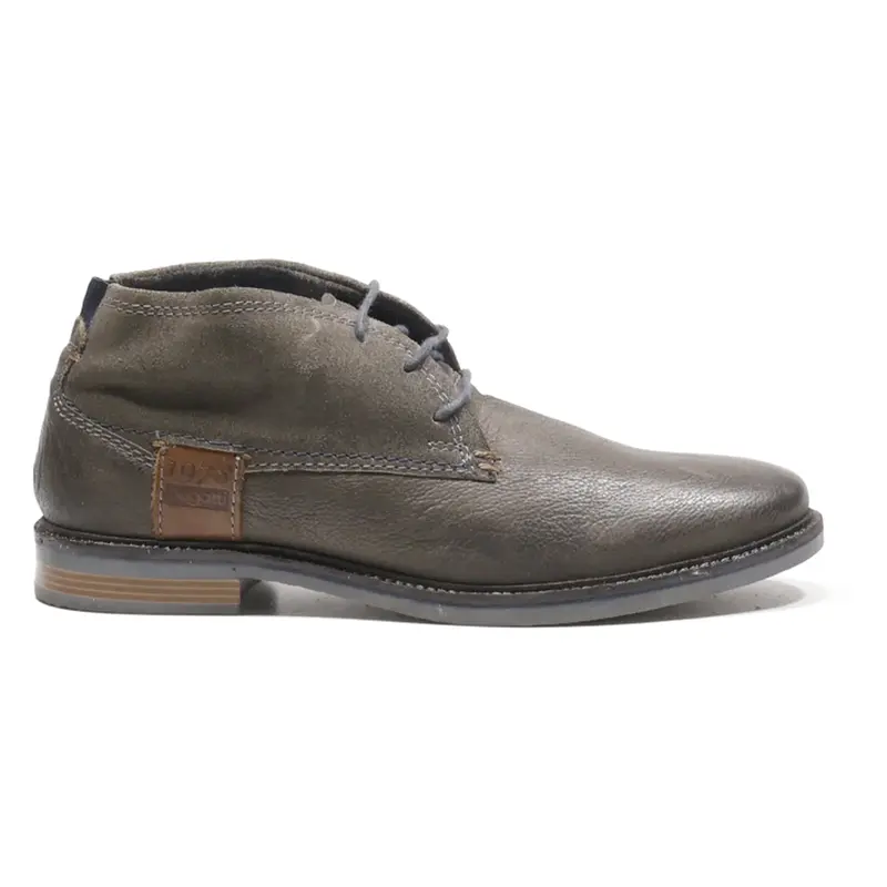 BUGATTI Lace-Up Boots Grey Leather Mens UK 7.5