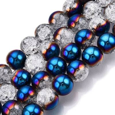 Electroplated Crackle Glass Beads Strands