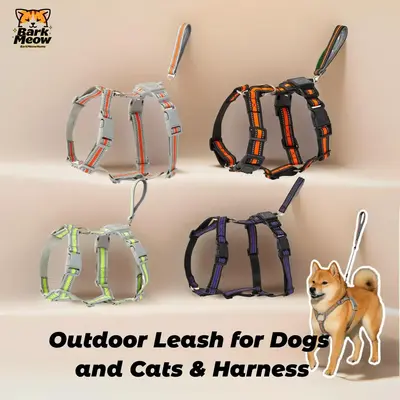 Bark Meow Ghoststuffs One-Piece Retractable Harness for Cats & Dogs Durable Anti-Blast Reflective Webbing Comfortable Vest 10...