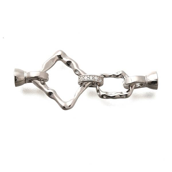 925 Sterling Silver Micro Pave Clear Cubic Zirconia Fold Over Clasps