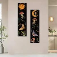 Sun & Moon Pattern Wall Tapestry, 2 Counts/set Boho Style Wall Hanging Decor, Wall Art for Home Living Room Bedroom Office