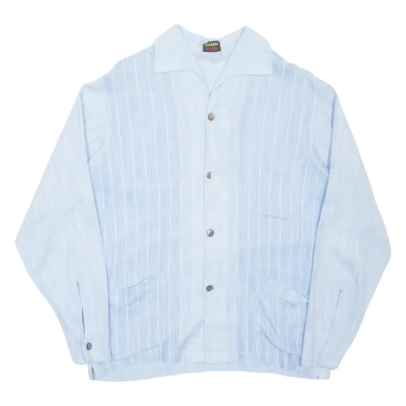 RESISTO Mens Plain Shirt Blue Long Sleeve M